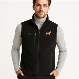 Eddie Bauer Black Lakeland Terrier Black Dog Show  Embroidered Vest Size XL